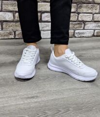 Rahat Konforlu Bağcıklı Günlük Spor Ayakkabı Sneaker Beyaz - 36
