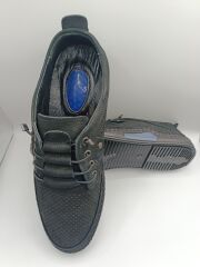 İçi Dışı Hakiki Deri Jelli Taban  Lastikli Bağcıklı Erkek Yazlık Rahat Günlük Hafif Çarık Ayakkabı Siyah - 41