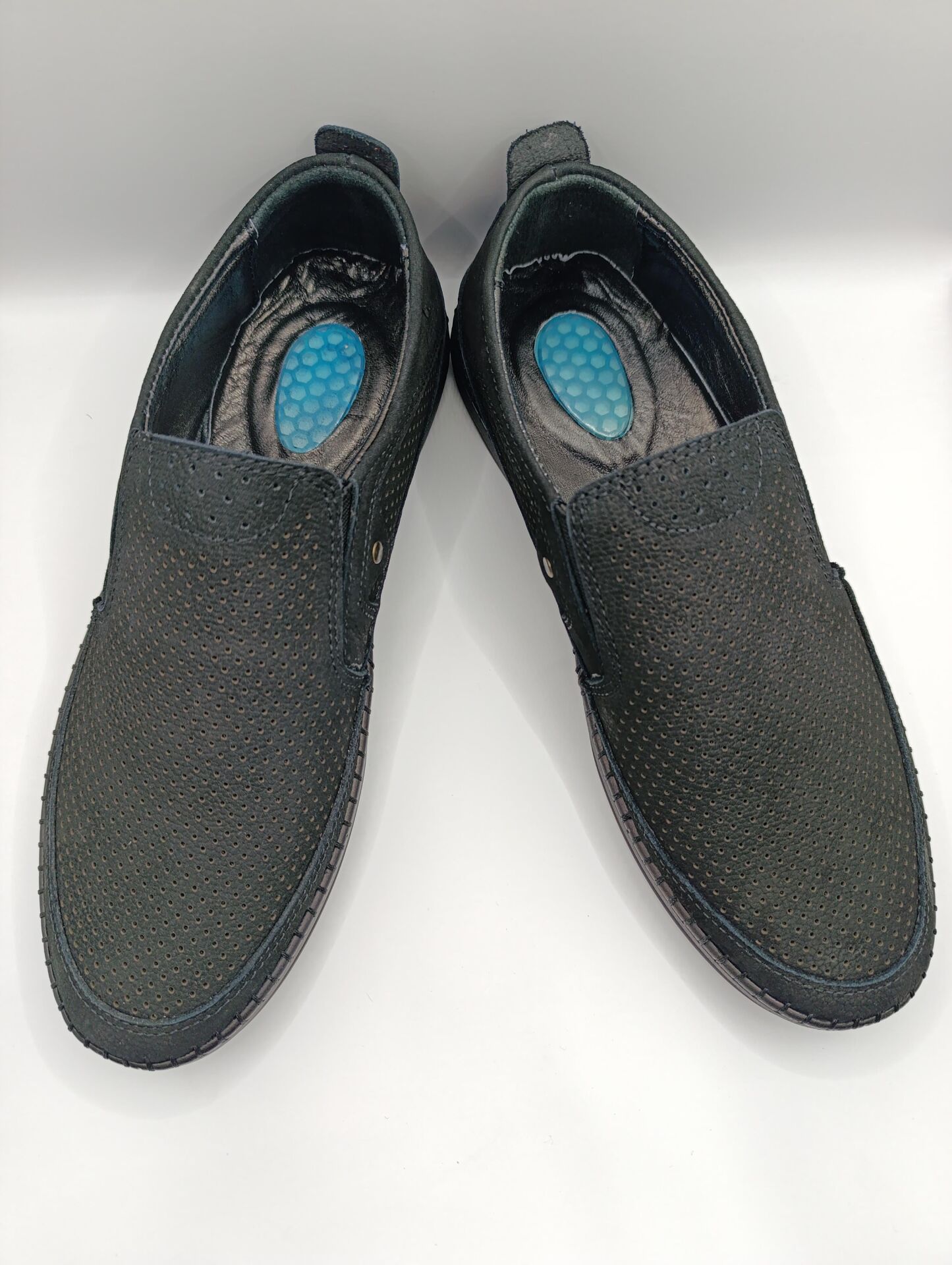 İçi Dışı Hakiki Deri Jelli Taban  Erkek Yazlık Rahat Günlük Hafif Çarık Ayakkabı Siyah - 43