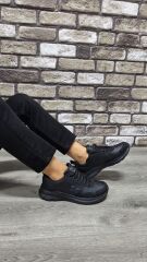 Rahat Konforlu Bağcıklı Günlük Spor Ayakkabı Sneaker Siyah - 38