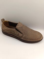 İçi Dışı Hakiki Deri Jelli Taban  Erkek Yazlık Rahat Günlük Hafif Çarık Ayakkabı Kahverengi - 42