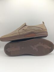 İçi Dışı Hakiki Deri Jelli Taban  Erkek Yazlık Rahat Günlük Hafif Çarık Ayakkabı Kahverengi - 42