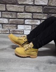 Rahat Kaymaz Kauçuk Taban Soğuğa ve Suya Dayanıklı Nubuk Bot Cat Modeli Sarı - 33