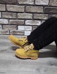 Rahat Kaymaz Kauçuk Taban Soğuğa ve Suya Dayanıklı Nubuk Bot Cat Modeli Sarı - 33