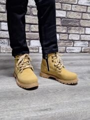 Rahat Kaymaz Kauçuk Taban Soğuğa ve Suya Dayanıklı Nubuk Bot Cat Modeli Sarı - 34