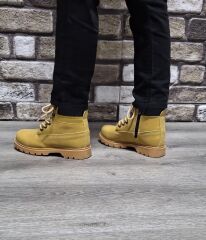 Rahat Kaymaz Kauçuk Taban Soğuğa ve Suya Dayanıklı Nubuk Bot Cat Modeli Sarı - 34