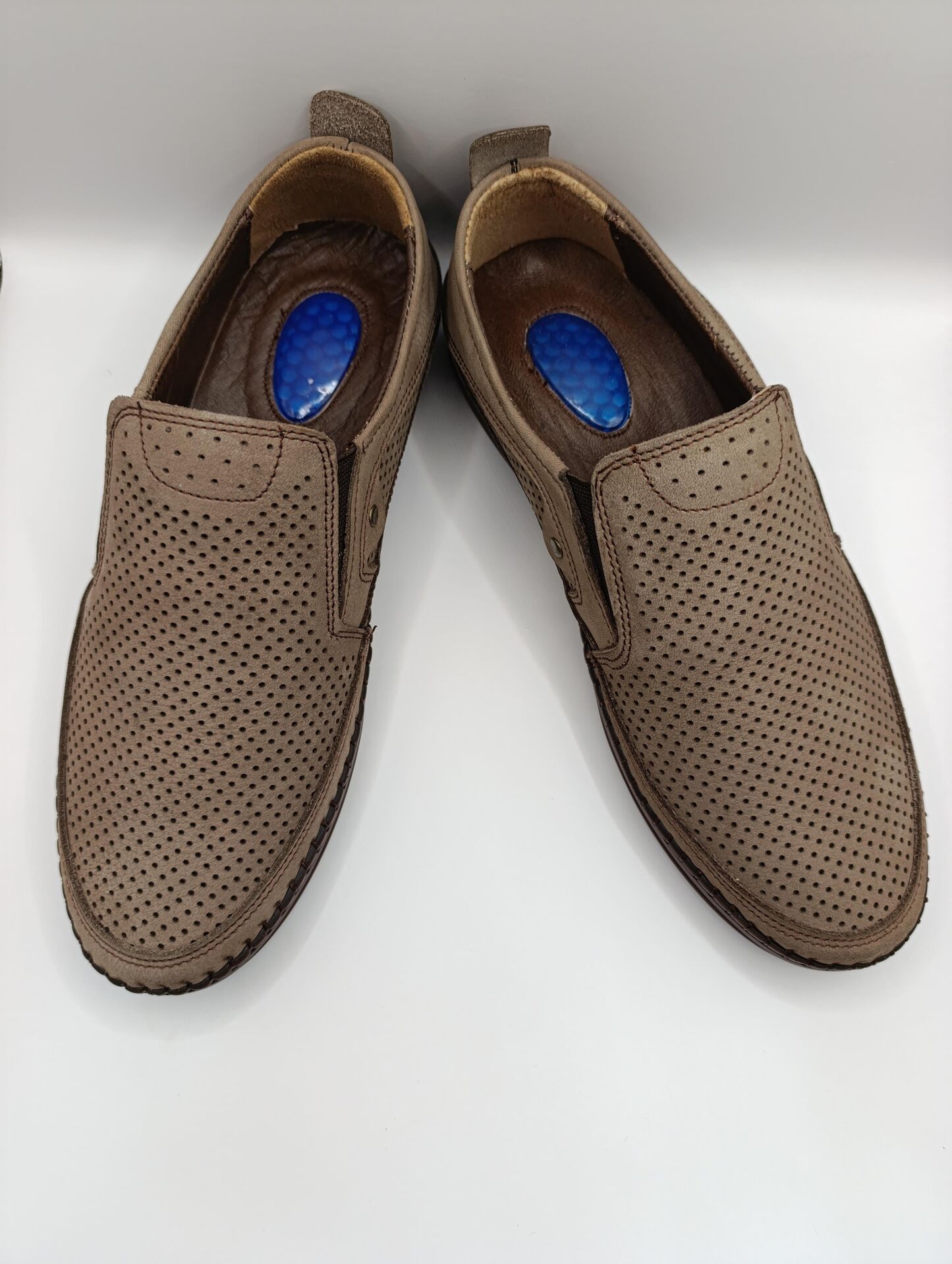 İçi Dışı Hakiki Deri Jelli Taban  Erkek Yazlık Rahat Günlük Hafif Çarık Ayakkabı Kahverengi - 43