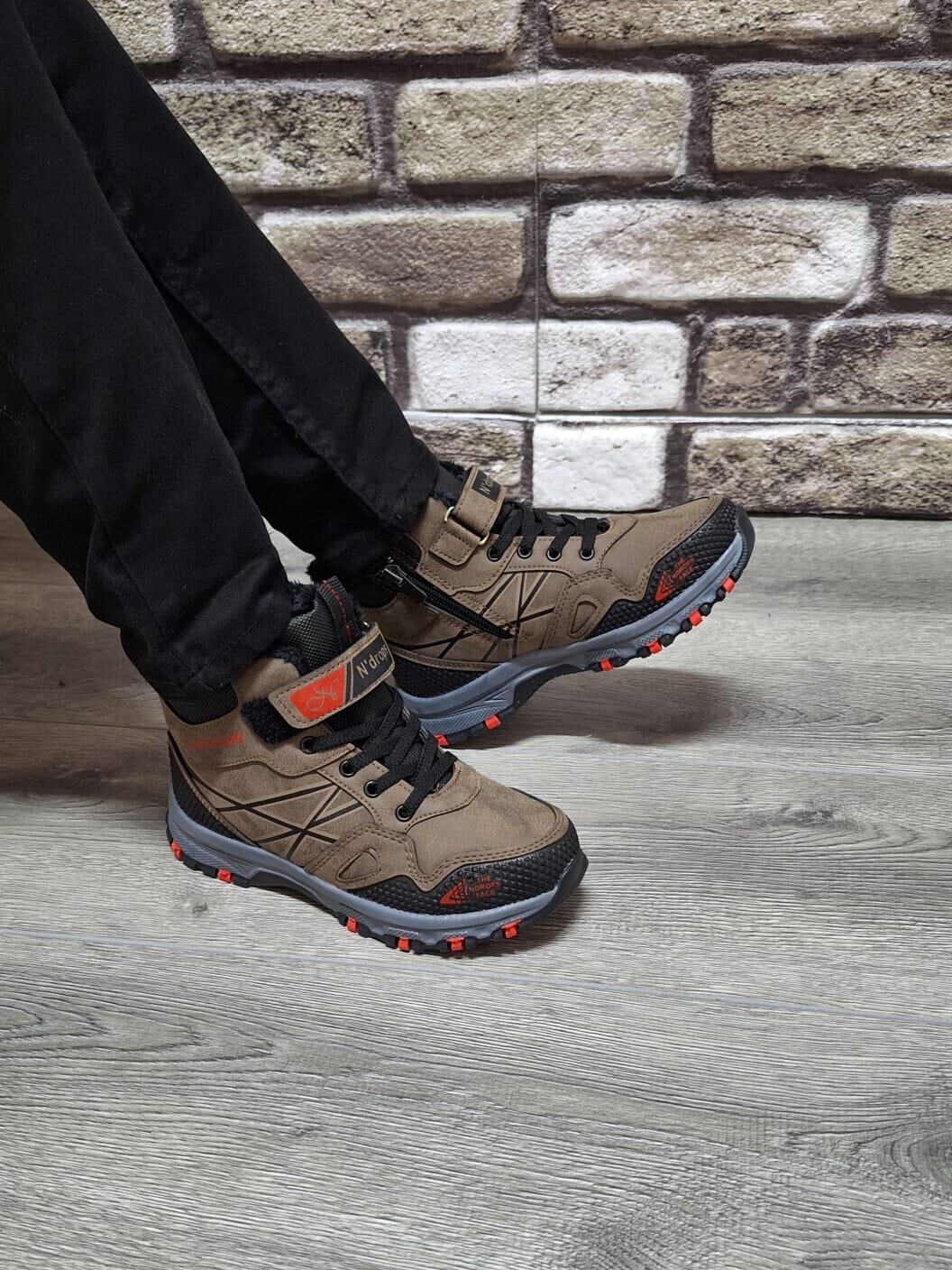 Rahat  İçi Kürklü Ortopedik Taban Outdoor Spor Cırtlı  Fermuarlı Çocuk  Botu Vizon - 33