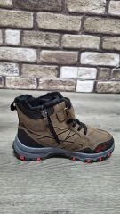 Rahat  İçi Kürklü Ortopedik Taban Outdoor Spor Cırtlı  Fermuarlı Çocuk  Botu Vizon - 33