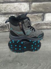 Rahat  İçi Kürklü Ortopedik Taban Outdoor Spor Cırtlı  Fermuarlı Çocuk  Botu Füme-Turkuaz - 28