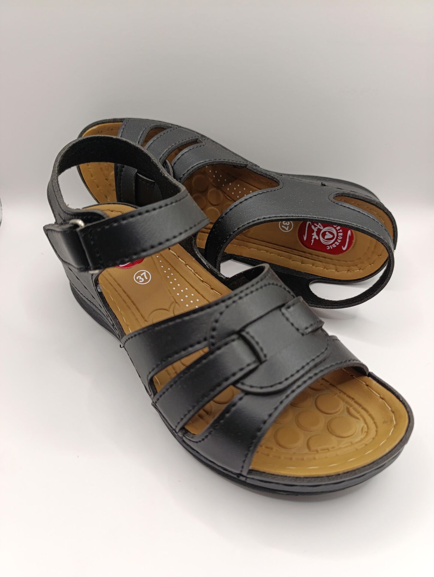 Günlük Kadın Cırt Bantlı Sandalet Yumuşak Rahat Ortopedik Siyah - 40