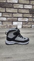 Rahat  İçi Kürklü  Outdoor Spor Bağcıklı Cırtlı Çocuk  Botu Buz - Siyah - 33