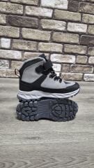 Rahat  İçi Kürklü  Outdoor Spor Bağcıklı Cırtlı Çocuk  Botu Buz - Siyah - 33