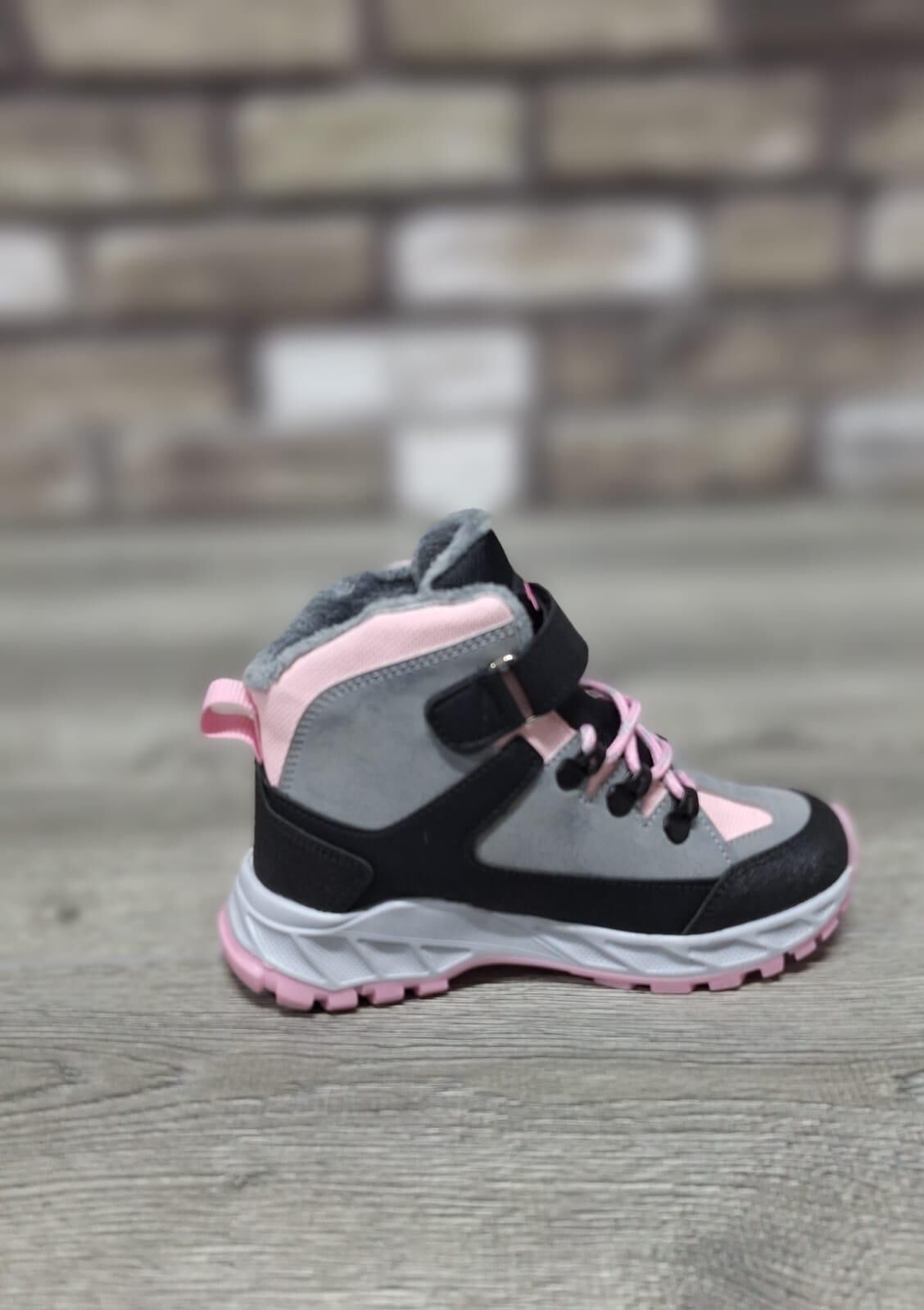 Rahat  İçi Kürklü  Outdoor Spor Bağcıklı Cırtlı Çocuk  Botu Buz-Pembe - 34