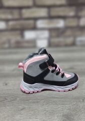 Rahat  İçi Kürklü  Outdoor Spor Bağcıklı Cırtlı Çocuk  Botu Buz-Pembe - 34