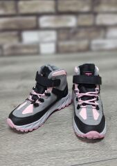 Rahat  İçi Kürklü  Outdoor Spor Bağcıklı Cırtlı Çocuk  Botu Buz-Pembe - 34