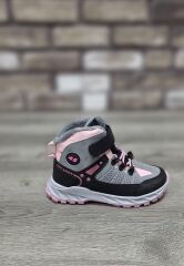Rahat  İçi Kürklü  Outdoor Spor Bağcıklı Cırtlı Çocuk  Botu Buz-Pembe - 35
