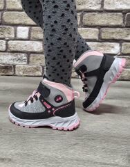 Rahat  İçi Kürklü  Outdoor Spor Bağcıklı Cırtlı Çocuk  Botu Buz-Pembe - 35