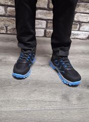 Rahat Konforlu Taban Outdoor Spor  Cırtlı Çocuk  Botu Siyah-Mavi - 32