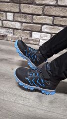 Rahat Konforlu Taban Outdoor Spor  Cırtlı Çocuk  Botu Siyah-Mavi - 32