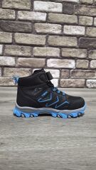 Rahat Konforlu Taban Outdoor Spor  Cırtlı Çocuk  Botu Siyah-Mavi - 32