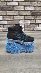 Rahat Konforlu Taban Outdoor Spor  Cırtlı Çocuk  Botu Siyah-Mavi - 32