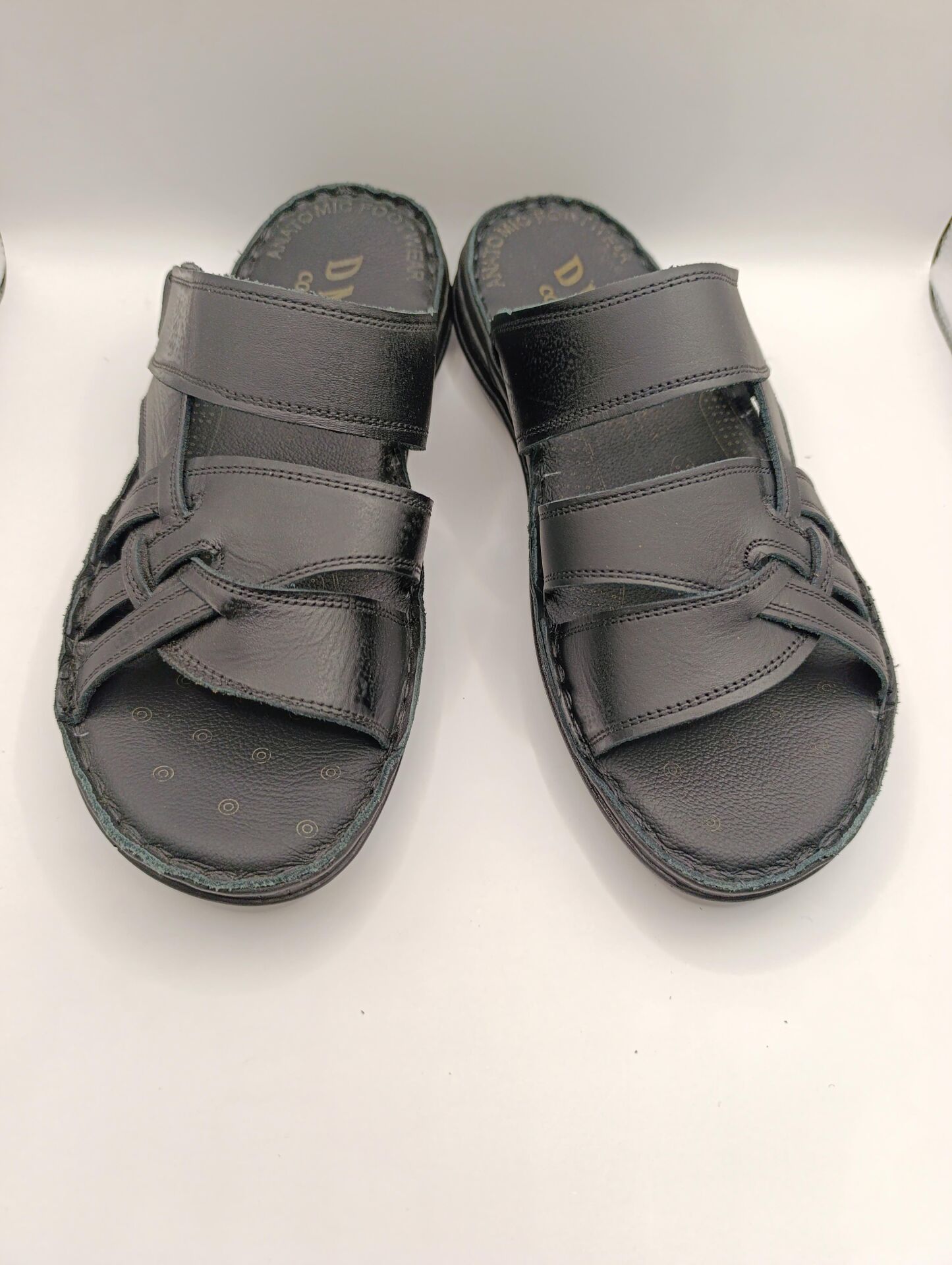 Erkek Hakiki Deri Terlik  Yumuşak  Puf Yazlık Ortopedik Terlik Siyah - 41