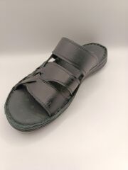 Erkek Hakiki Deri Terlik  Yumuşak  Puf Yazlık Ortopedik Terlik Siyah - 41