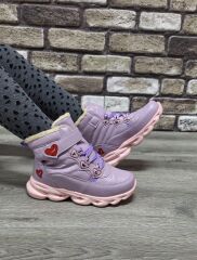 İçi Kürklü Kaydırmaz Kauçuk Taban Su Geçirmez  Işıklı Çocuk Botu Lila - 29