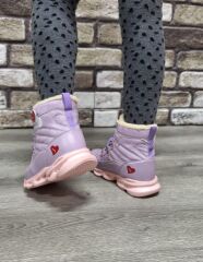 İçi Kürklü Kaydırmaz Kauçuk Taban Su Geçirmez  Işıklı Çocuk Botu Lila - 29