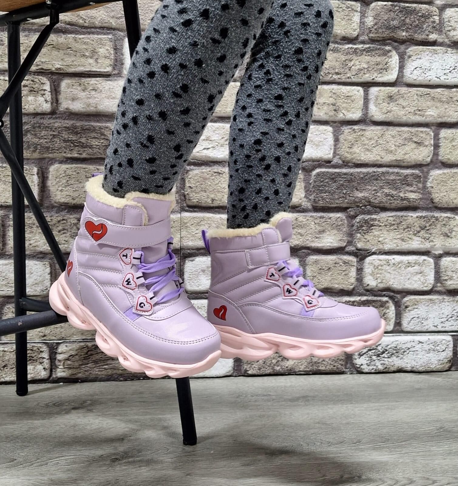 İçi Kürklü Kaydırmaz Kauçuk Taban Su Geçirmez  Işıklı Çocuk Botu Lila - 29