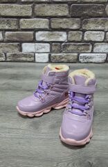 İçi Kürklü Kaydırmaz Kauçuk Taban Su Geçirmez  Işıklı Çocuk Botu Lila - 29