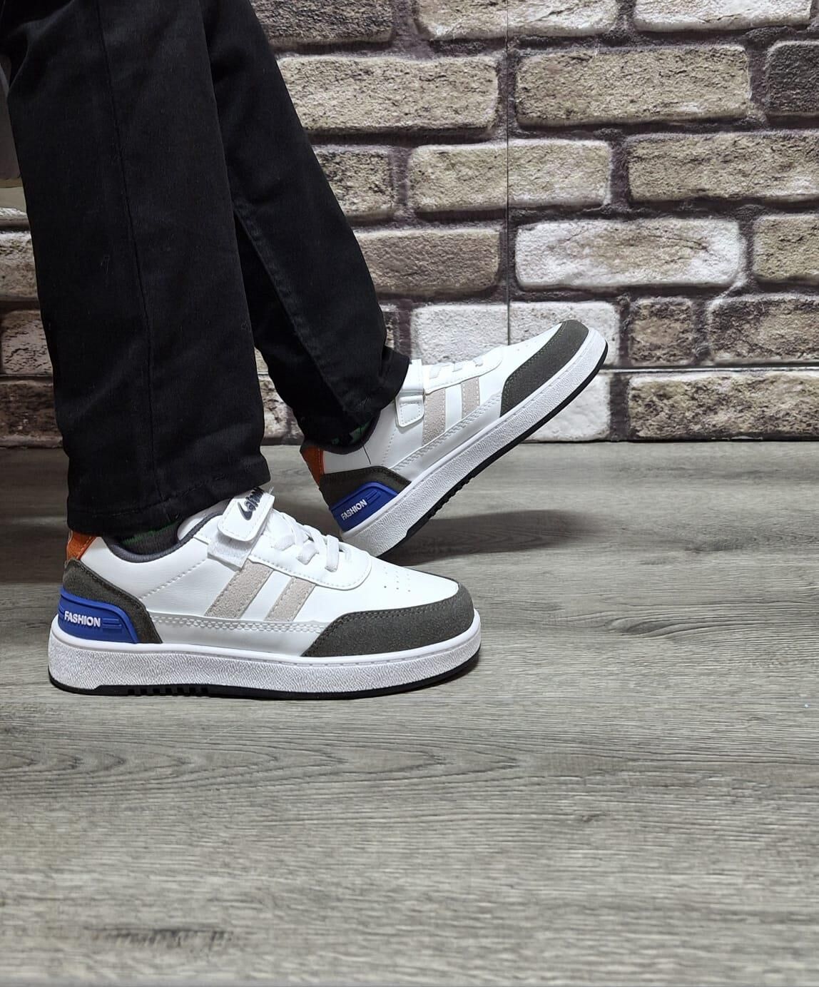 Çocuk  Günlük Comfort Ultra Yumuşak Ortopedik Rahat Taban Bağcıklı Sneaker Spor Ayakkabı Beyaz-Füme - 26