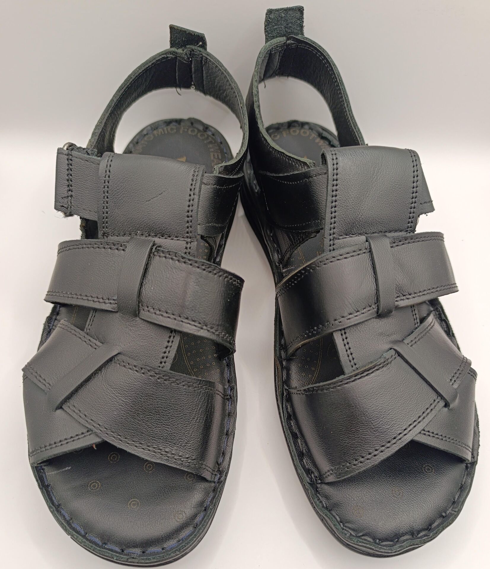 Erkek Hakiki Deri Sandalet Yumuşak  Puf Yazlık Ortopedik Sandalet Siyah - 40