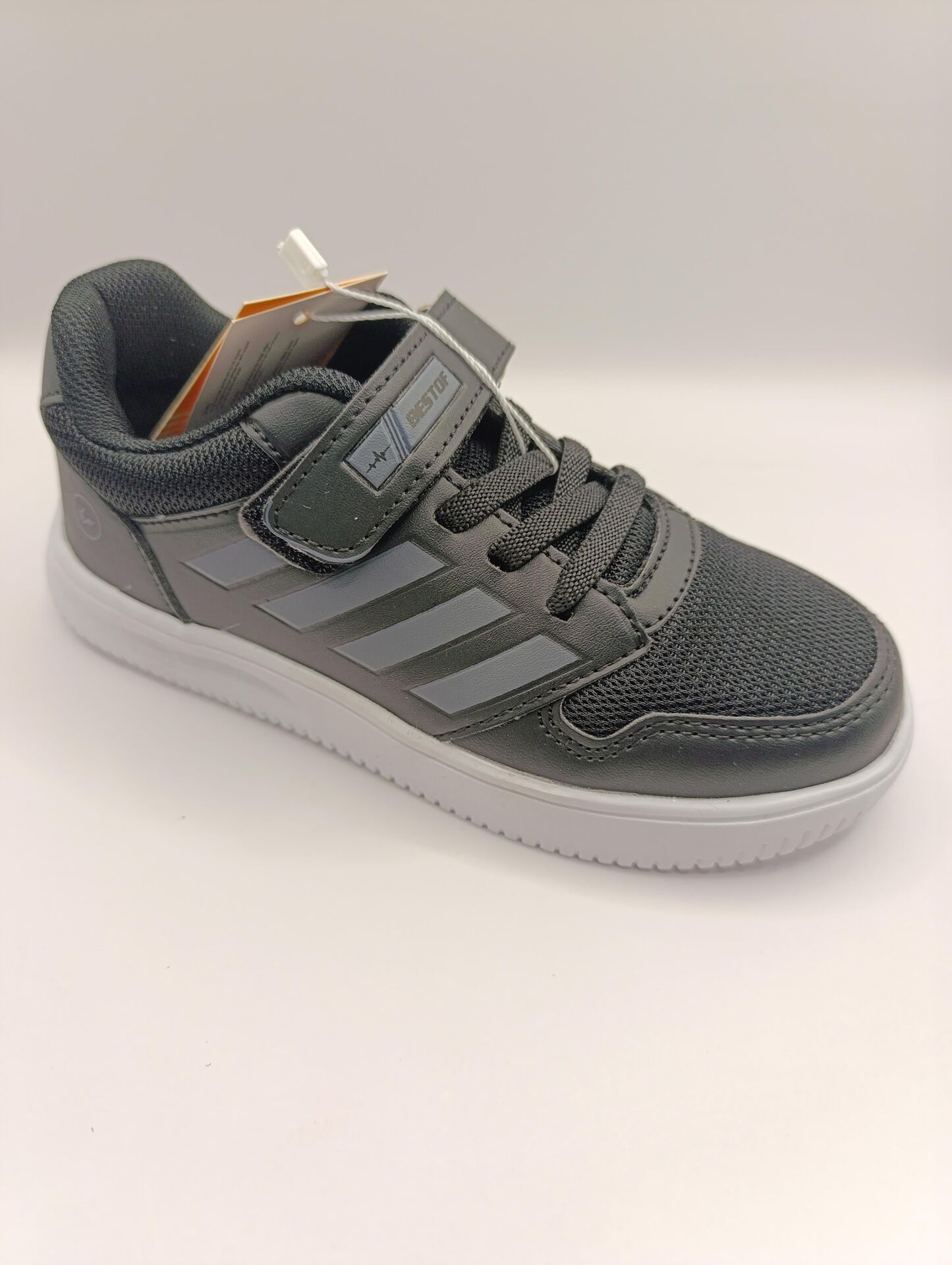 Çocuk Günlük Cırtlı Lastikli Fileli Sneaker Spor Ayakkabı Okul Ayakkabısı Siyah - 34