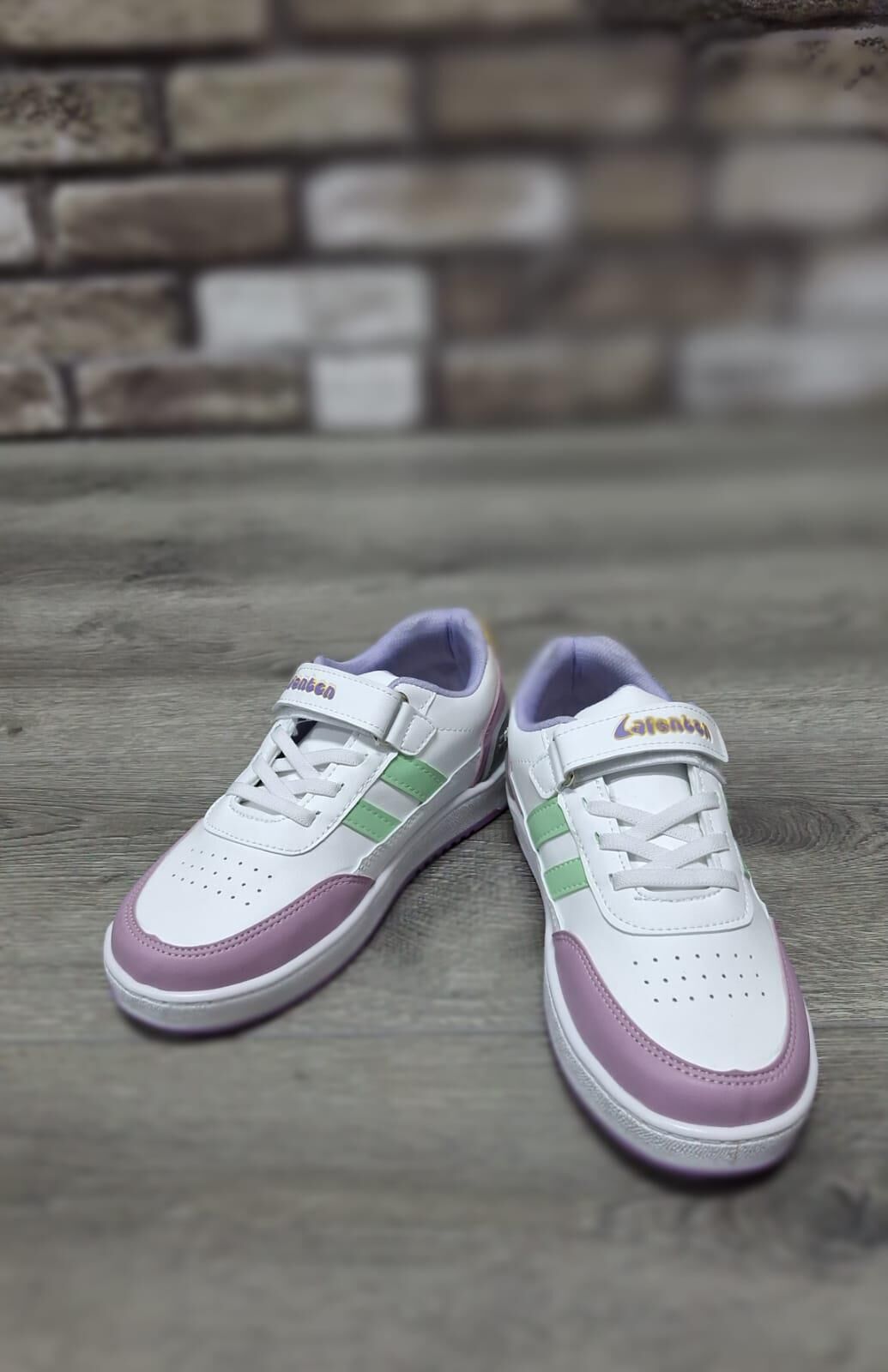 Çocuk  Günlük Comfort Ultra Yumuşak Ortopedik Rahat Taban Bağcıklı Sneaker Spor Ayakkabı Beyaz-Lila - 35