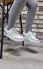 Çocuk  Günlük Comfort Ultra Yumuşak Ortopedik Rahat Taban Bağcıklı Sneaker Spor Ayakkabı Beyaz-Lila - 35