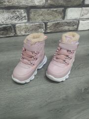 İçi Kürklü Kaydırmaz Kauçuk Taban Su Geçirmez  Işıklı Çocuk Botu Pudra - 23