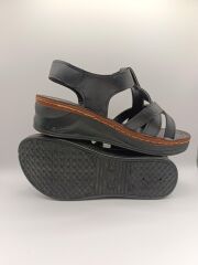 Günlük Kadın Cırt Bantlı Sandalet Yumuşak Rahat Siyah - 40