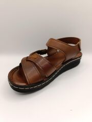 Günlük Kadın Cırt Bantlı Sandalet Yumuşak Rahat Taba - 38