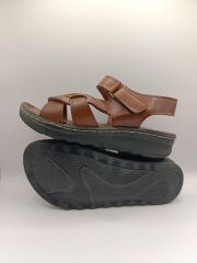 Günlük Kadın Cırt Bantlı Sandalet Yumuşak Rahat Taba - 38