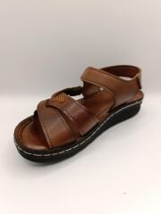 Günlük Kadın Cırt Bantlı Sandalet Yumuşak Rahat Taba - 39