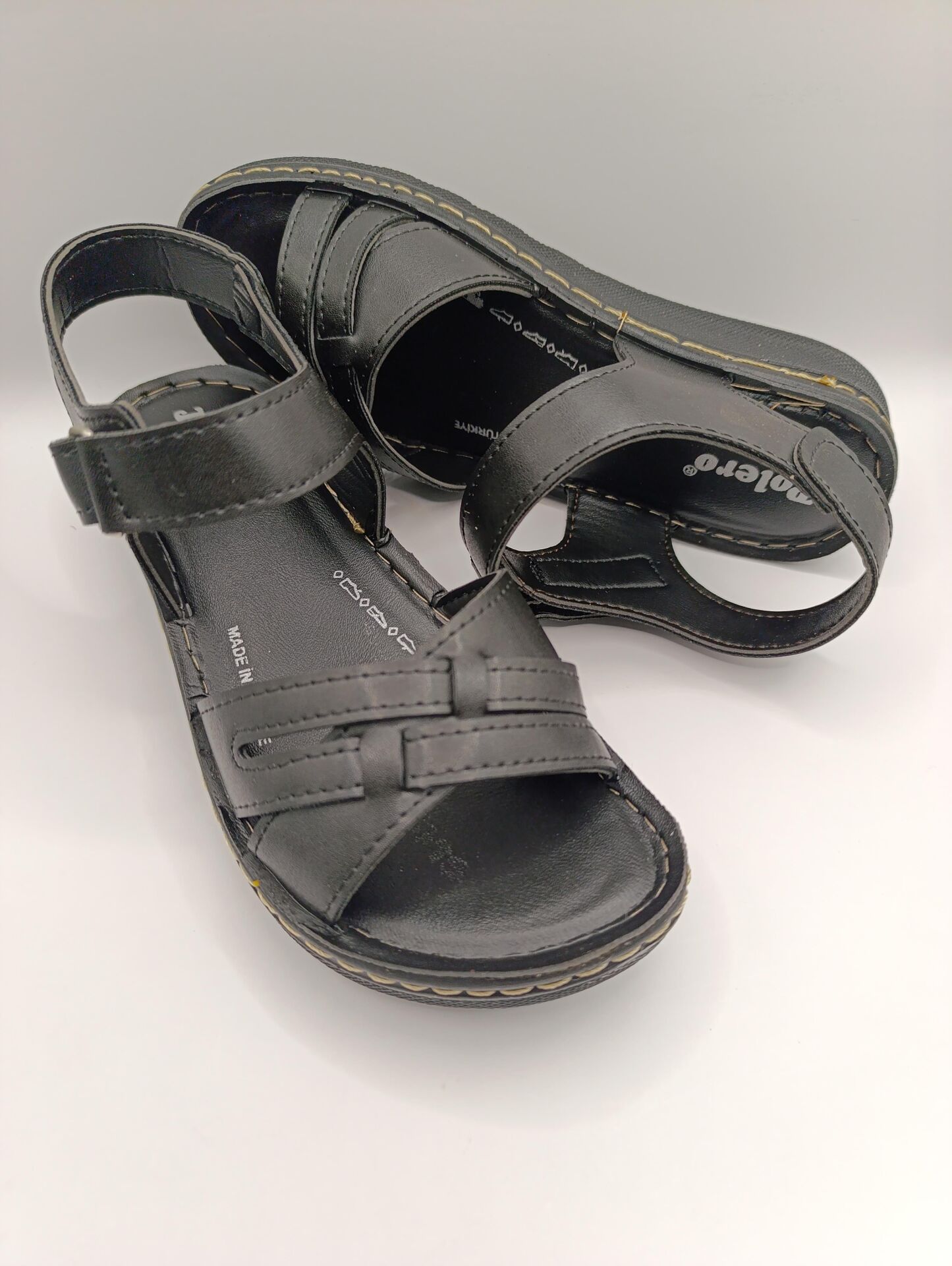 Günlük Kadın Cırt Bantlı Sandalet Yumuşak Rahat Siyah - 40