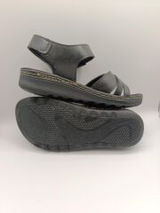 Günlük Kadın Cırt Bantlı Sandalet Yumuşak Rahat Siyah - 40