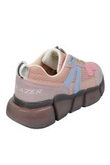 Kadın Ortopedik Tabanlı File Detaylı Sneaker Spor Ayakkabı Pudra-Mavi - 39