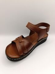 Günlük Kadın Cırt Bantlı Sandalet Yumuşak Rahat Taba - 40