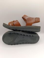 Günlük Kadın Cırt Bantlı Sandalet Yumuşak Rahat Taba - 40