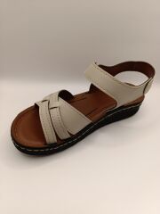 Günlük Kadın Cırt Bantlı Sandalet Yumuşak Rahat Bej - 40