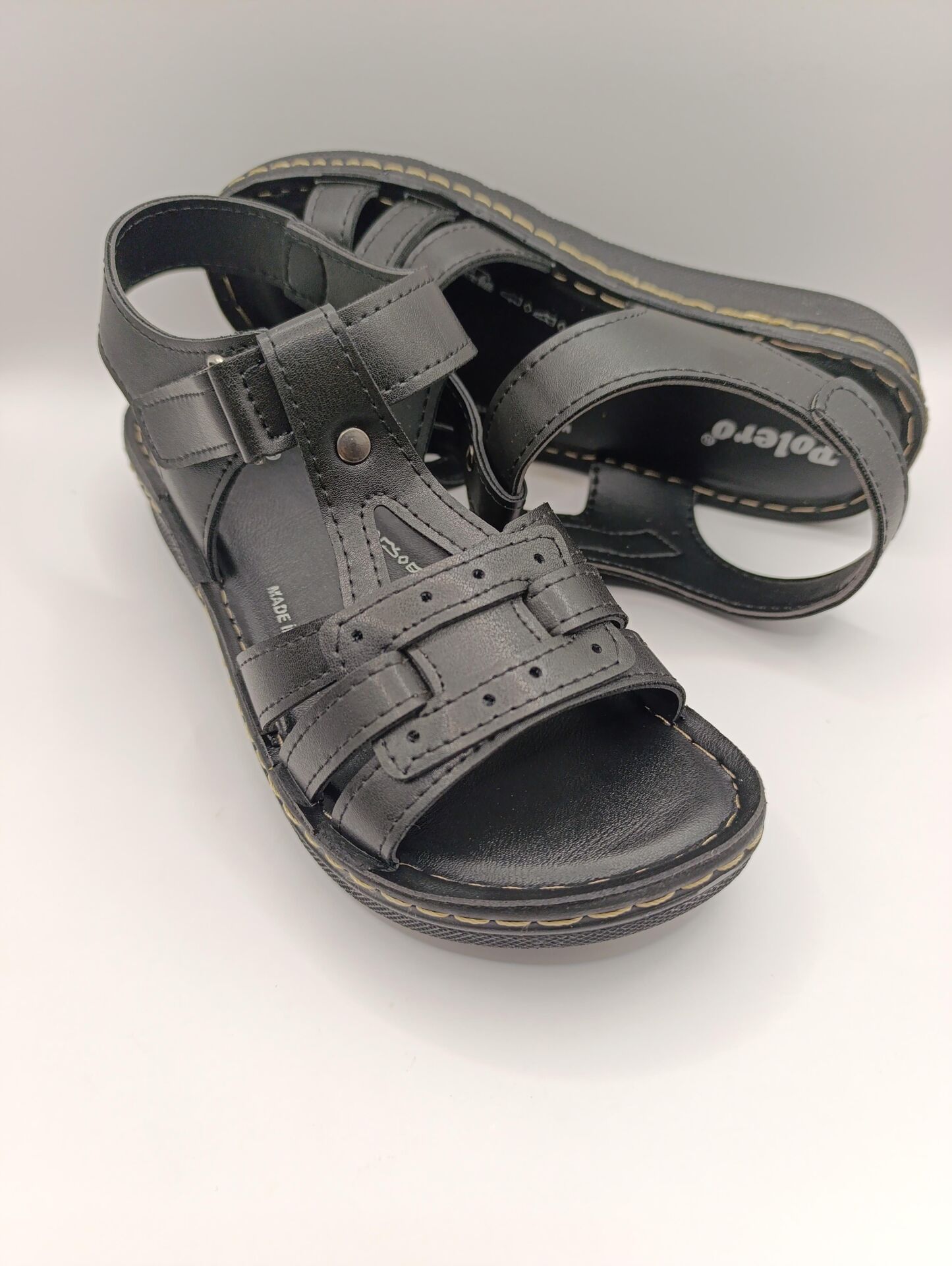Günlük Kadın Cırt Bantlı Sandalet Yumuşak Rahat Siyah - 38