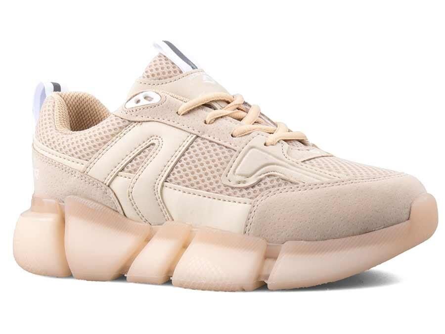 Kadın Ortopedik Tabanlı File Detaylı Sneaker Spor Ayakkabı Bej - 39